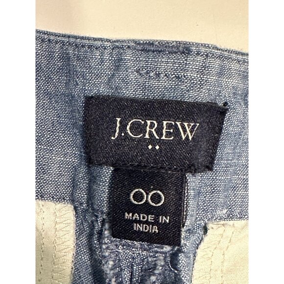 J Crew Women Sz 00 Chambray short scalloped hem Blue Pockets Cotton - Picture 3 of 8